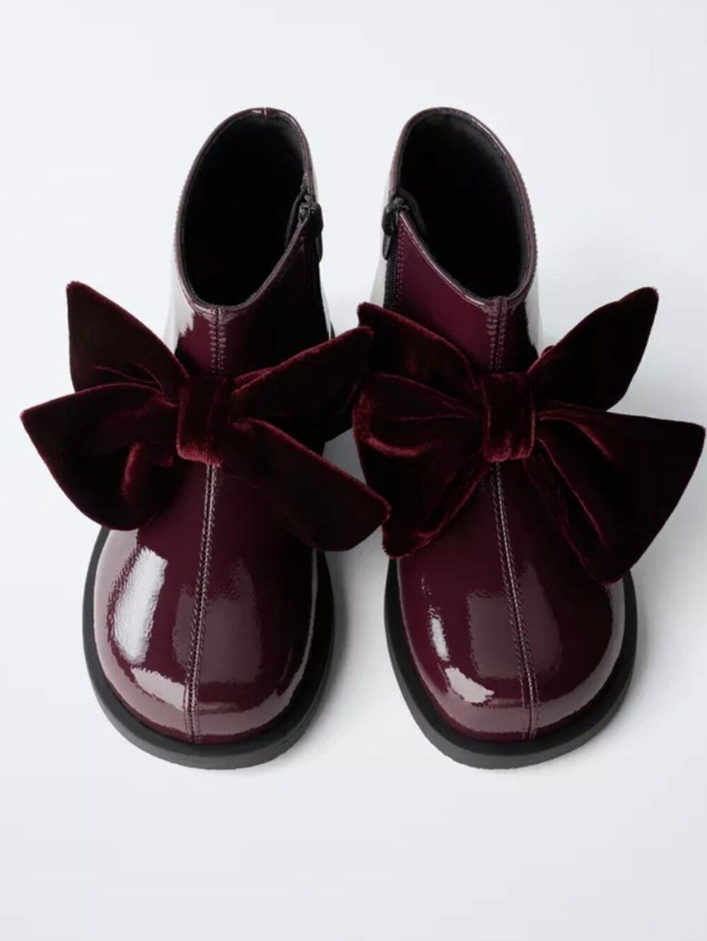 (BNWT) ZARA Patent Finish Bow Ankle Boots